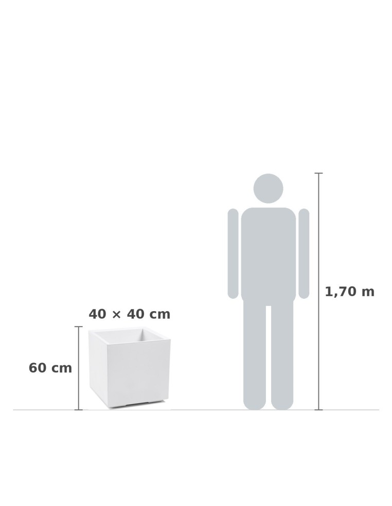Pflanzkübel eckig hoch mit Rollen 40 × 40 × 60 cm matt, Einsatz 36 L – Cremeweiß | Töpferkönig