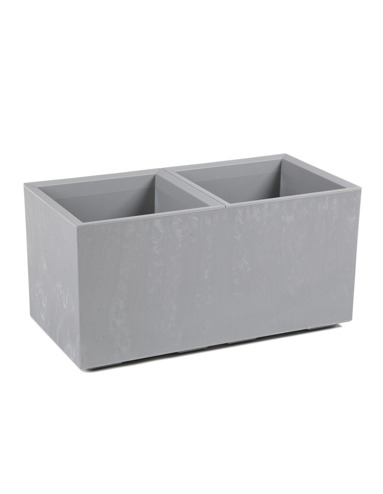 Pflanzkasten mit Rollen 80 × 40 × 40 cm Betonoptik, 2 Einsätze je 36 L – Beton Hellgrau | Töpferkönig