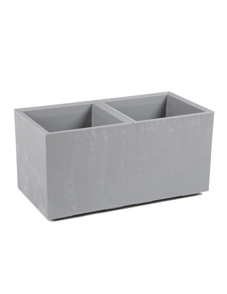 Pflanzkasten mit Rollen 80 × 40 × 40 cm Betonoptik, 2 Einsätze je 36 L – Beton Hellgrau | Töpferkönig