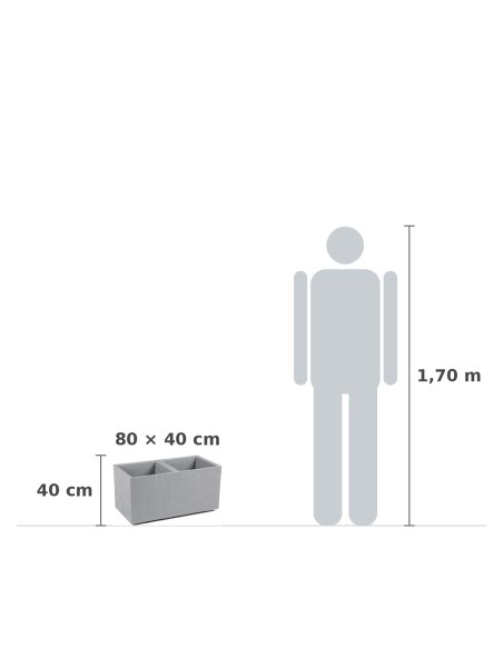 Pflanzkasten mit Rollen 80 × 40 × 40 cm Betonoptik, 2 Einsätze je 36 L – Beton Hellgrau | Töpferkönig