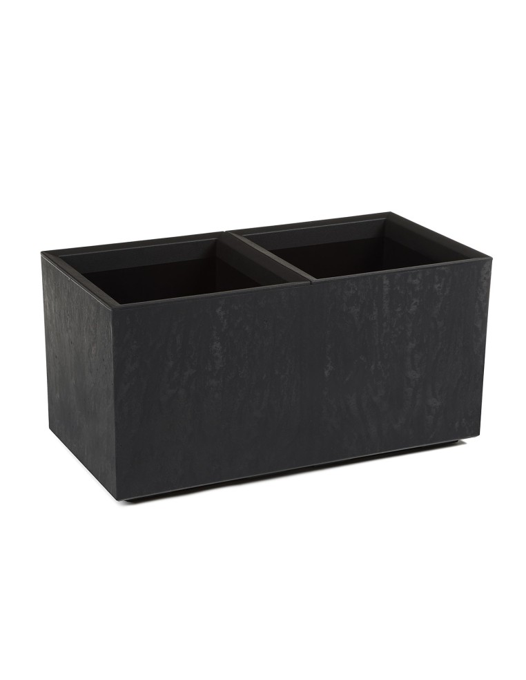 Pflanzkasten mit Rollen 80 × 40 × 40 cm Betonoptik, 2 Einsätze je 36 L – Beton Schwarz | Töpferkönig