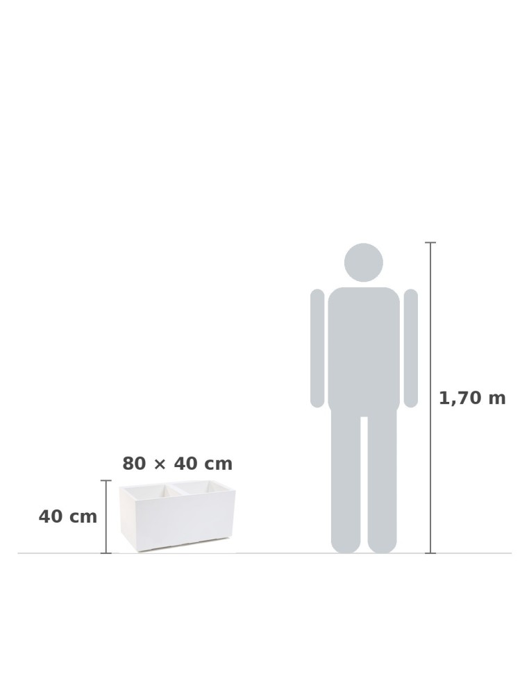 Pflanzkasten mit Rollen 80 × 40 × 40 cm matt, 2 Einsätze je 36 L – Cremeweiß | Töpferkönig