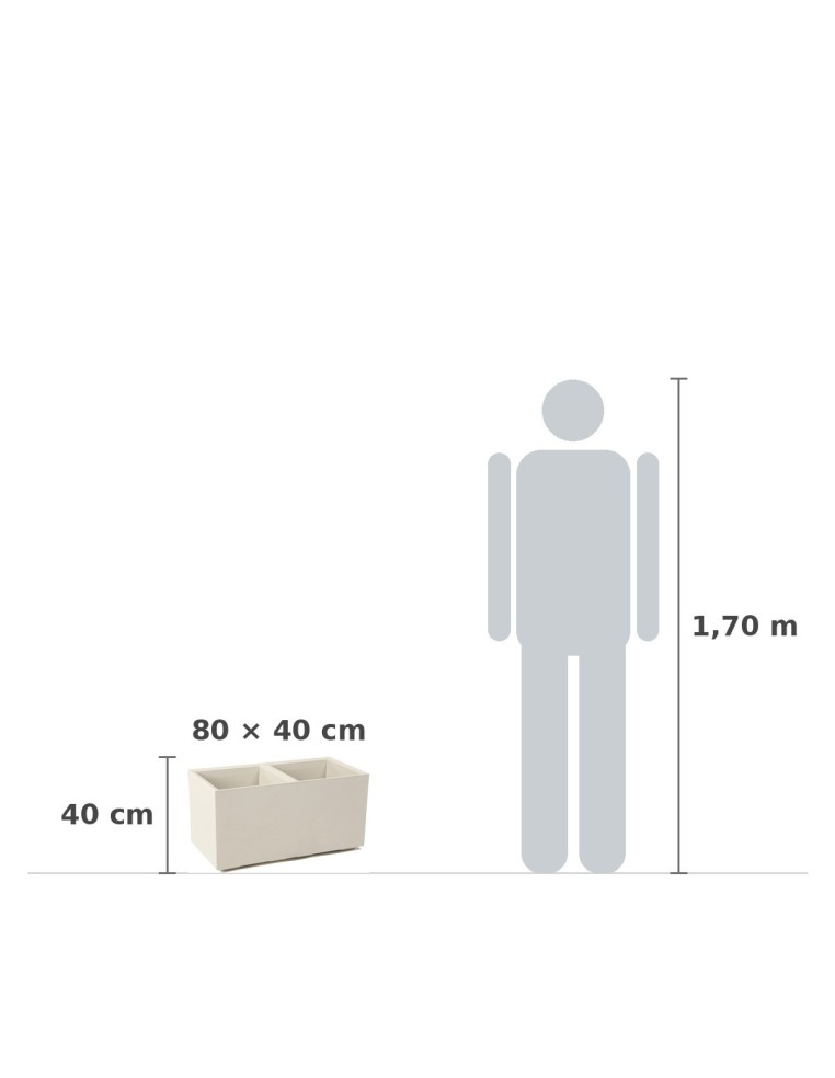 Pflanzkasten mit Rollen 80 × 40 × 40 cm matt, 2 Einsätze je 36 L – Beige | Töpferkönig