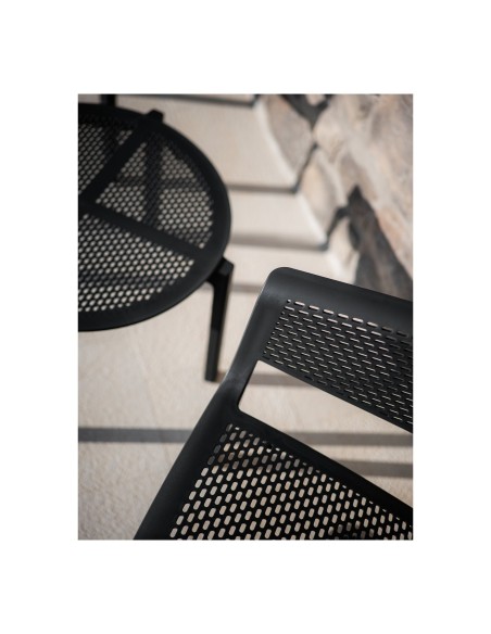 Gartenstuhl mit Armlehnen 4er-Set mit Lochmuster, stapelbar – Grau | Töpferkönig