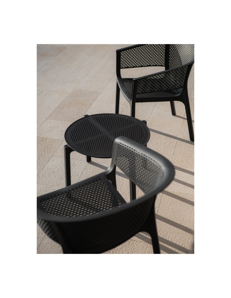Gartenstuhl mit Armlehnen 4er-Set mit Lochmuster, stapelbar – Sandbeige | Töpferkönig