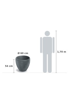 Pflanzkübel rund Ø60 × 54 cm Steinoptik, 54 L – Betongrau | Töpferkönig 2