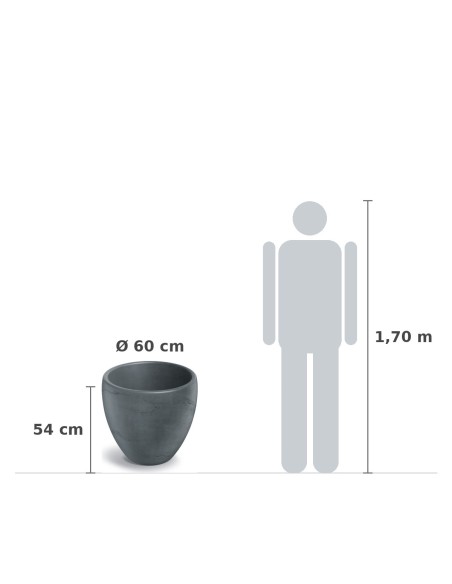Pflanzkübel rund Ø60 × 54 cm Steinoptik, 54 L – Betongrau | Töpferkönig