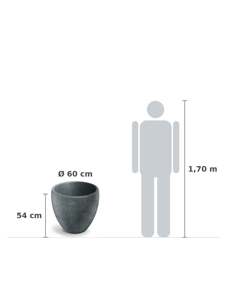 Pflanzkübel rund Ø60 × 54 cm Steinoptik, 54 L – Graphit | Töpferkönig