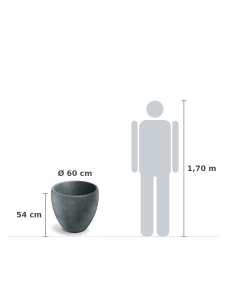 Pflanzkübel rund Ø60 × 54 cm Steinoptik, 54 L – Graphit | Töpferkönig