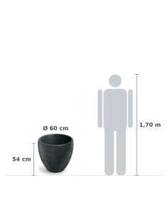 Pflanzkübel rund Ø60 × 54 cm Steinoptik, 54 L – Dunkelgrau | Töpferkönig 2
