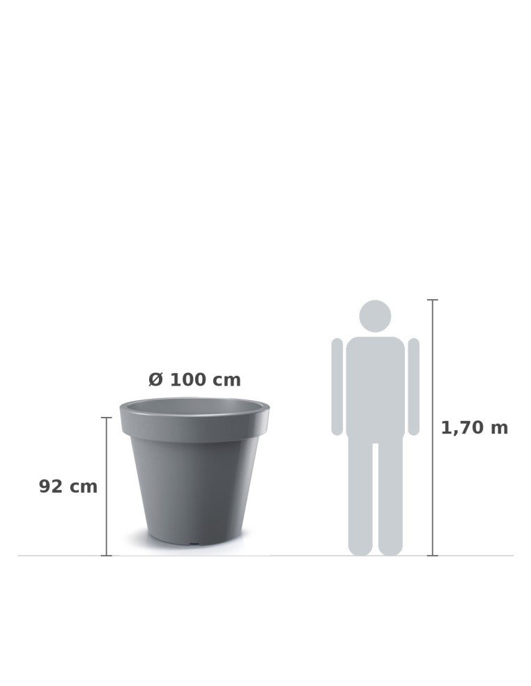 Pflanzkübel XXL rund Ø100 × 92 cm matt, 430 L – Steingrau | Töpferkönig