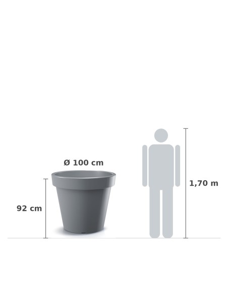 Pflanzkübel XXL rund Ø100 × 92 cm matt, 430 L – Steingrau | Töpferkönig