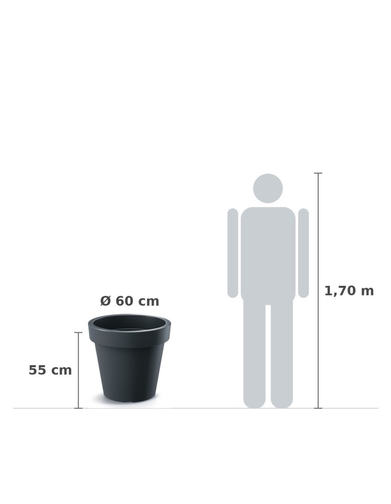 Pflanzkübel rund Ø60 × 55 cm matt, 90 L – Anthrazit | Töpferkönig
