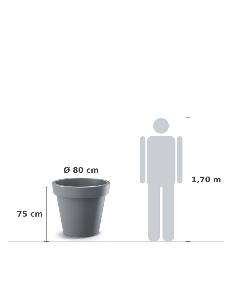 Pflanzkübel rund Ø80 × 75 cm matt, 210 L – Steingrau | Töpferkönig