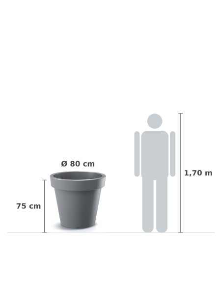 Pflanzkübel rund Ø80 × 75 cm matt, 210 L – Steingrau | Töpferkönig