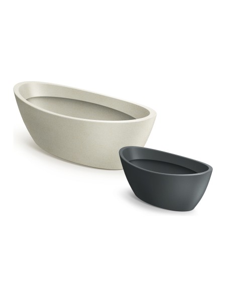 Pflanzschale oval 60 × 28 × 20 cm Steinoptik, 16 L – Granit hell | Töpferkönig