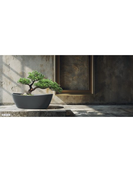Pflanzschale oval 60 × 28 × 20 cm Steinoptik, 16 L – Graphit | Töpferkönig