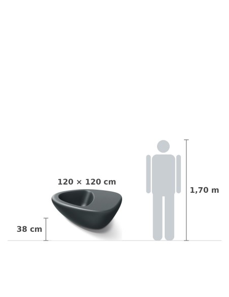 Pflanzschale XXL 120 × 120 × 38 cm matt, 77 L – Graphit | Töpferkönig