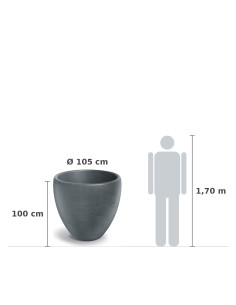 Pflanzkübel rund Ø105 × 100 cm Steinoptik, 303 L – Betongrau | Töpferkönig 2