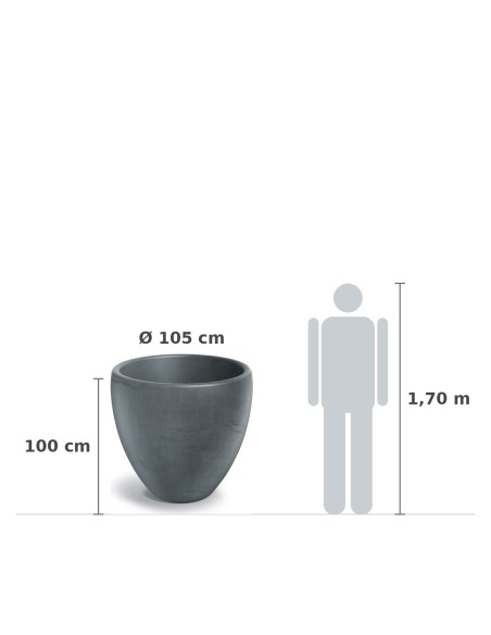Pflanzkübel rund Ø105 × 100 cm Steinoptik, 303 L – Betongrau | Töpferkönig