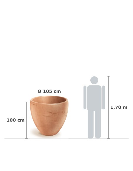 Pflanzkübel XXL rund Ø105 × 100 cm Steinoptik, 303 L – Terrakotta | Töpferkönig