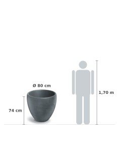 Pflanzkübel rund Ø80 × 74 cm Steinoptik, 134 L – Betongrau | Töpferkönig 2