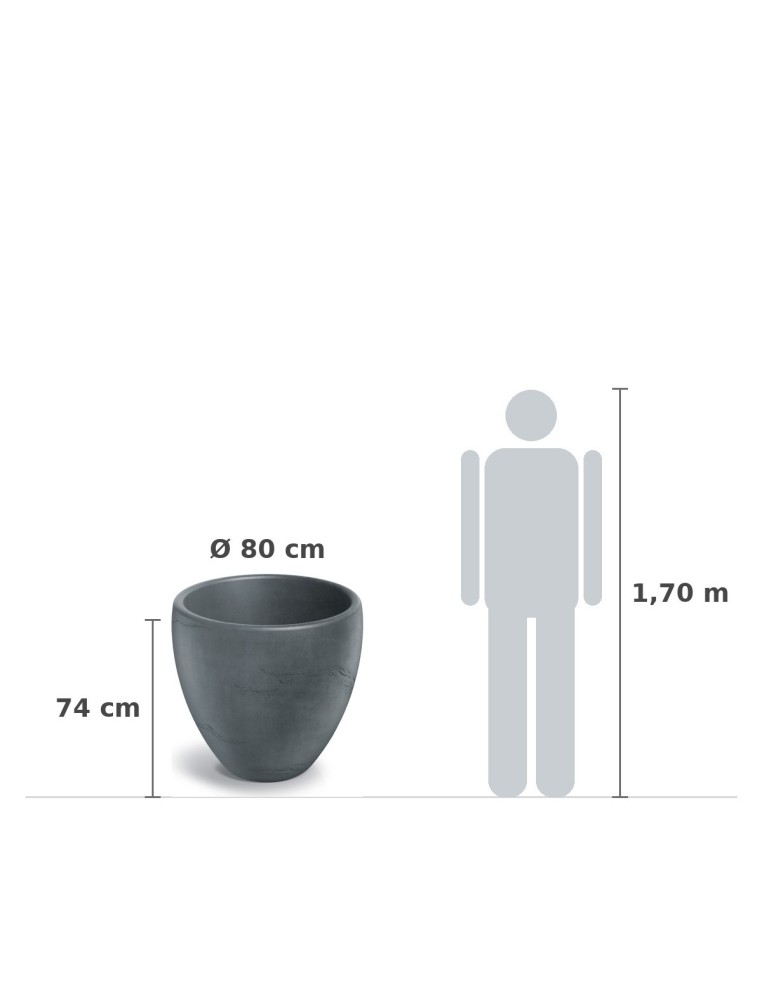 Pflanzkübel rund Ø80 × 74 cm Steinoptik, 134 L – Betongrau | Töpferkönig