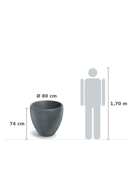 Pflanzkübel rund Ø80 × 74 cm Steinoptik, 134 L – Betongrau | Töpferkönig