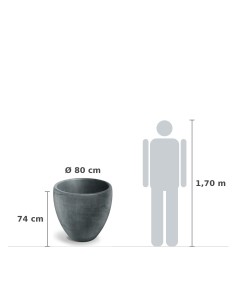 Pflanzkübel rund Ø80 × 74 cm Steinoptik, 134 L – Graphit | Töpferkönig 2