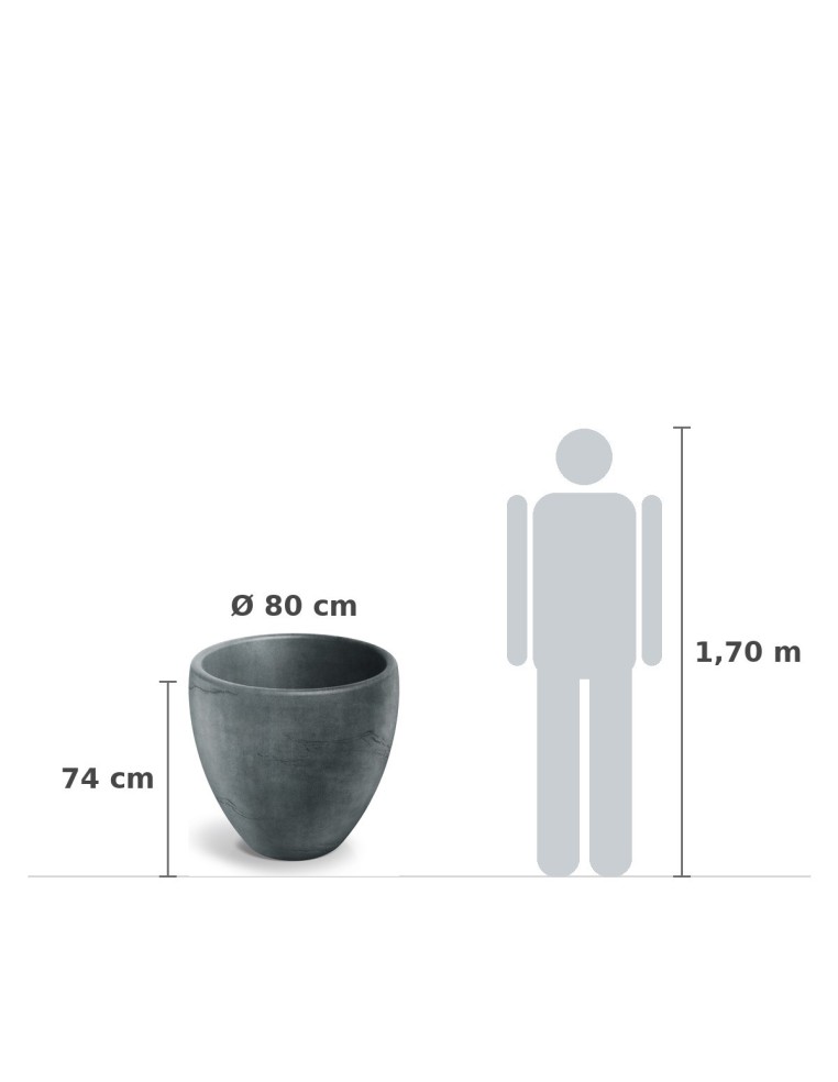 Pflanzkübel rund Ø80 × 74 cm Steinoptik, 134 L – Graphit | Töpferkönig