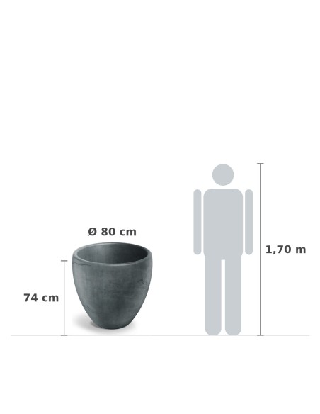 Pflanzkübel rund Ø80 × 74 cm Steinoptik, 134 L – Graphit | Töpferkönig