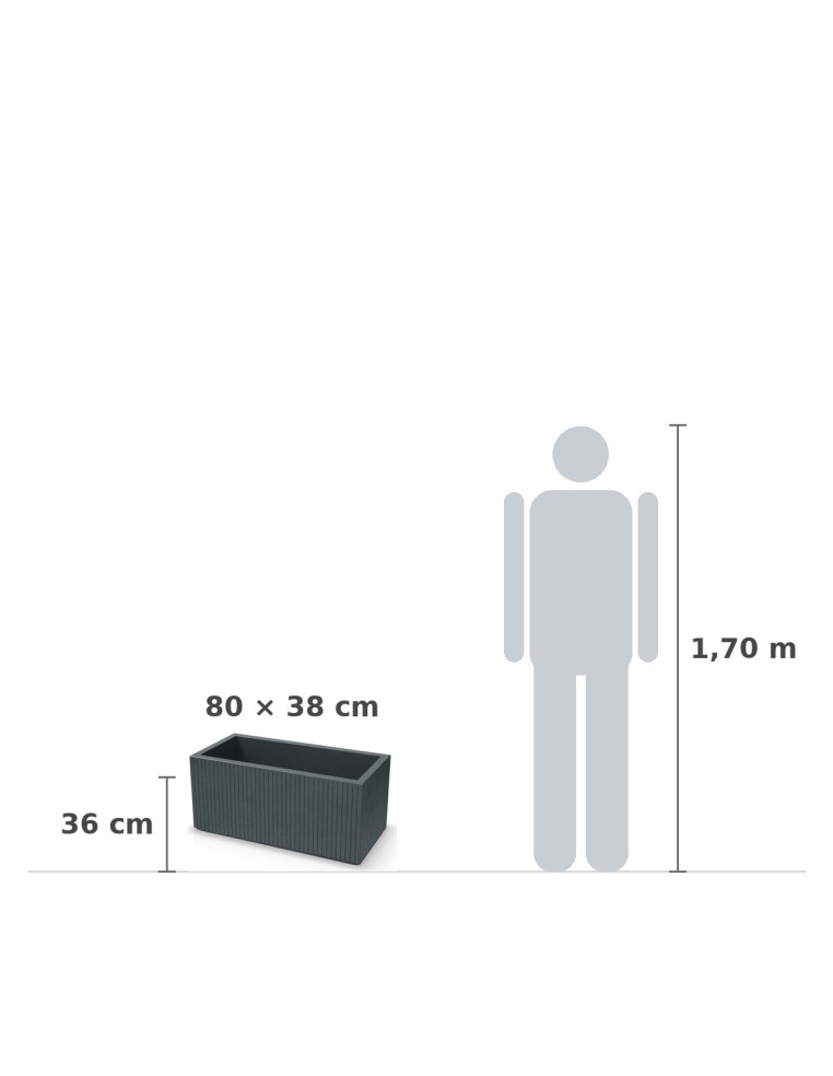Pflanzkasten 80 × 38 × 36 cm gerillt, 58 L – Graphit | Töpferkönig