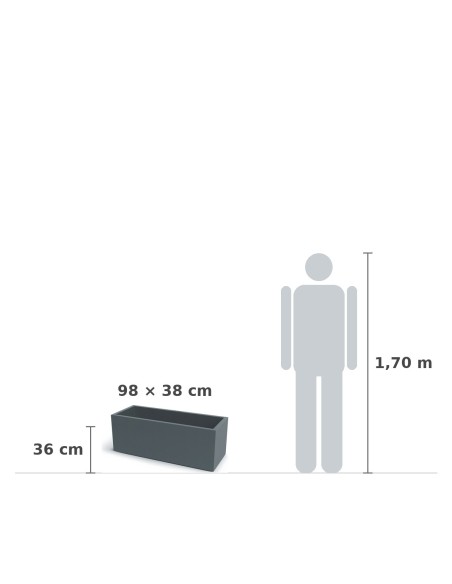Pflanzkasten XXL 98 × 38 × 36 cm matt, 71 L – Betongrau | Töpferkönig