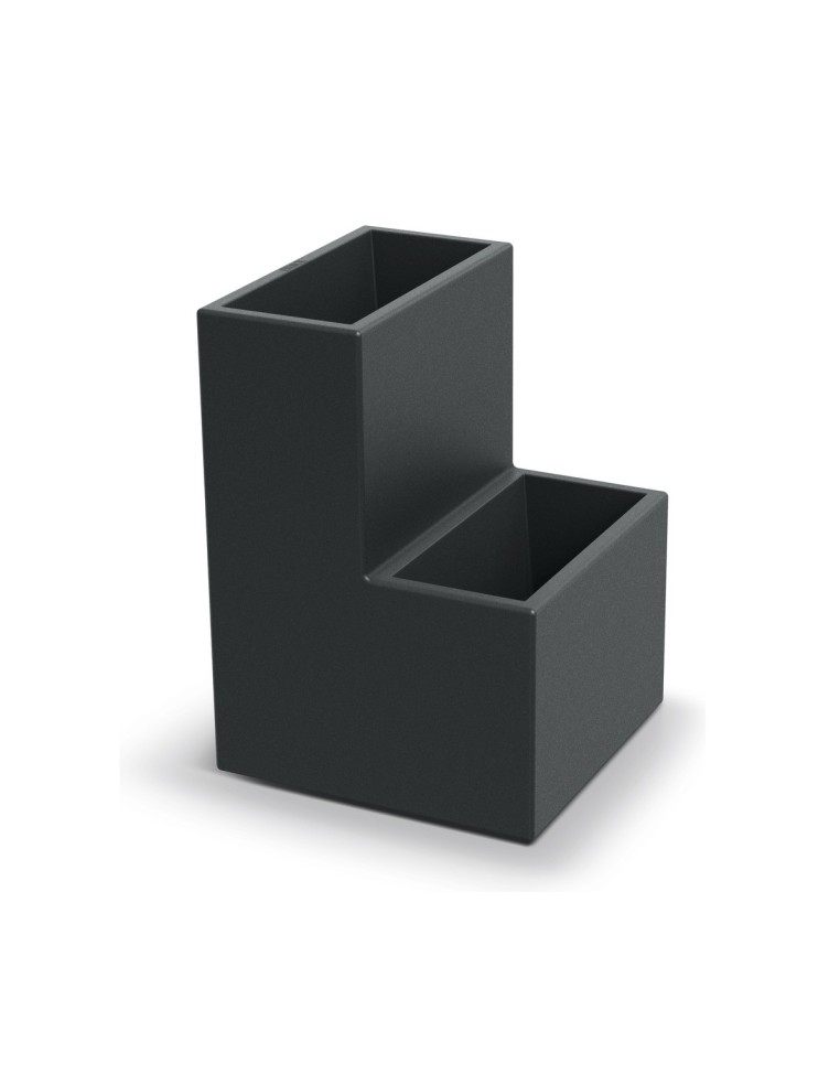 Pflanzgefäß Stufenform 38 × 38 × 53 cm matt, 16 L – Dunkelgrau | Töpferkönig