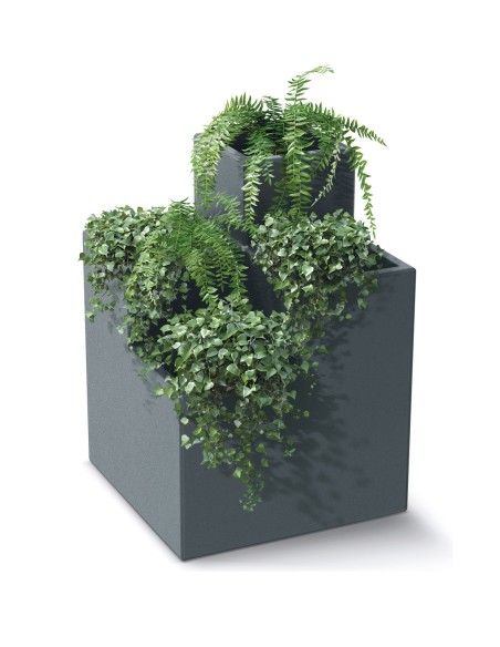 Pflanzgefäß Stufenform 58 × 38 × 53 cm matt, 26 L – Betongrau | Töpferkönig