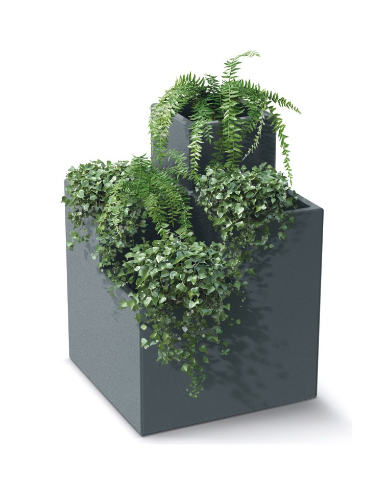 Pflanzgefäß Stufenform 38 × 38 × 53 cm matt, 12 L – Betongrau | Töpferkönig