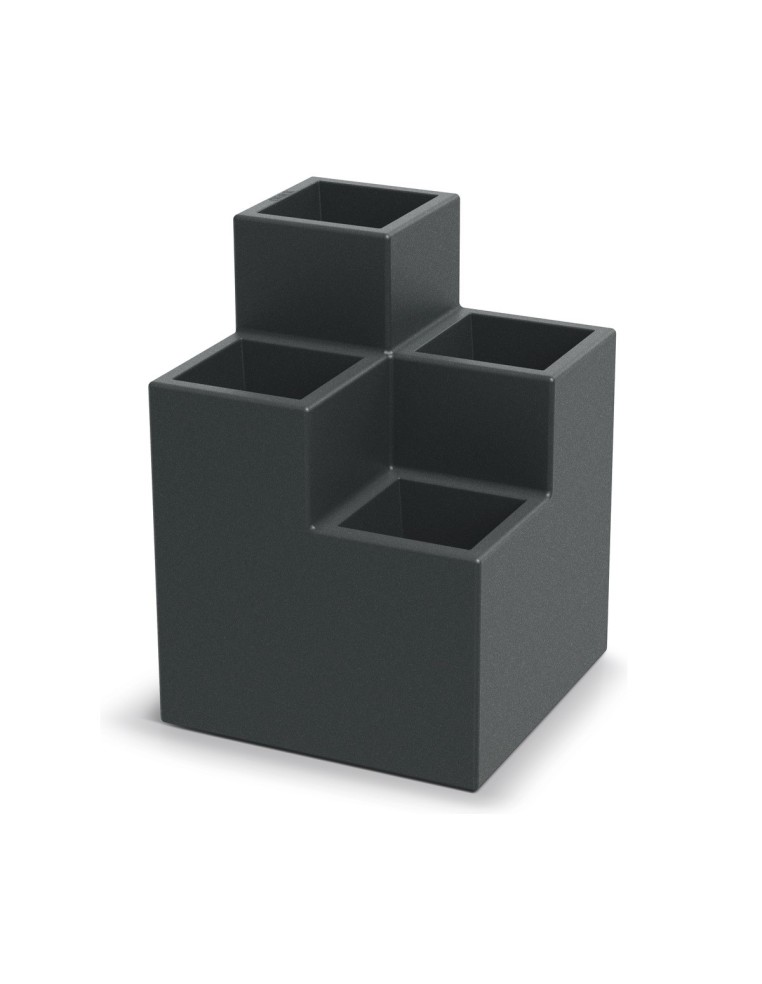 Pflanzgefäß Stufenform 38 × 38 × 53 cm matt, 12 L – Dunkelgrau | Töpferkönig