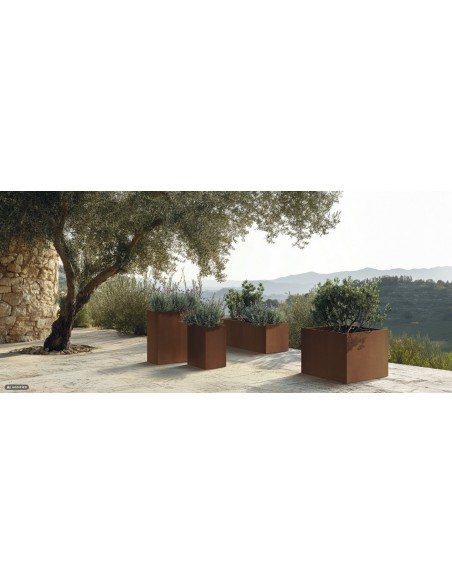 Blumentopf eckig 22 × 22 × 20 cm matt, 4 L – Cortenstahl | Töpferkönig