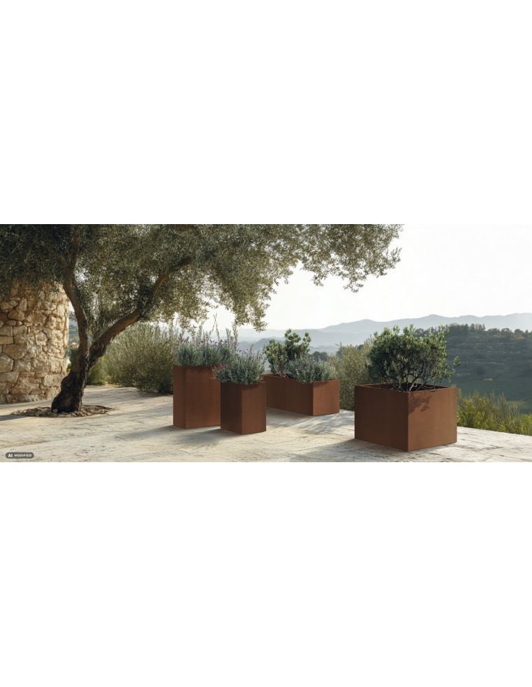 Blumentopf eckig 29 × 29 × 26 cm matt, 13 L – Cortenstahl | Töpferkönig