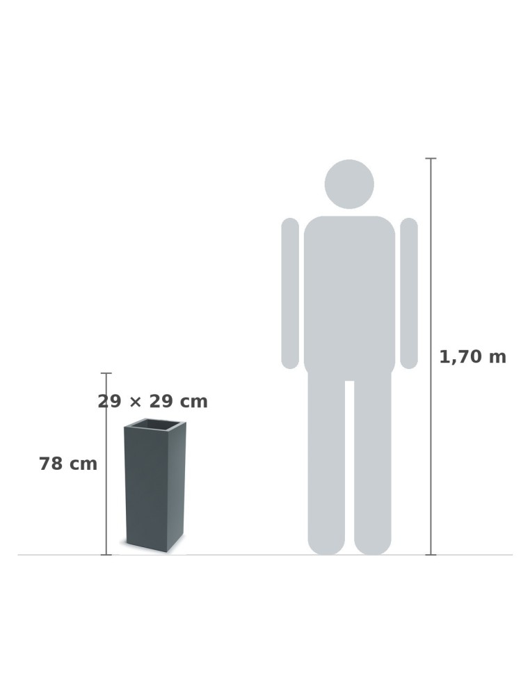 Pflanzsäule eckig 29 × 29 × 78 cm matt, 14 L – Betongrau | Töpferkönig