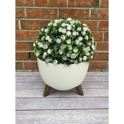 Blumentopf Schale mit Füßen in Creme, Größe M