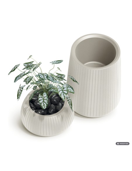 Blumentopf rund Ø40 × 36 cm gerillt, 19 L – Sand | Töpferkönig
