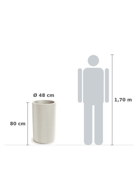 Pflanzkübel rund Ø48 × 80 cm gerillt, 34 L – Sand | Töpferkönig