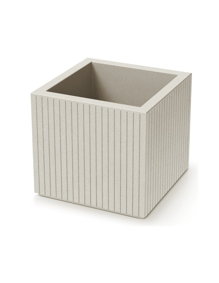 Blumentopf eckig 40 × 40 × 36 cm gerillt, 24 L – Sand | Töpferkönig
