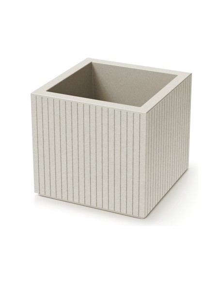 Blumentopf eckig 40 × 40 × 36 cm gerillt, 24 L – Sand | Töpferkönig
