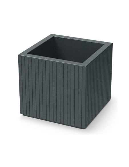 Blumentopf eckig 40 × 40 × 36 cm gerillt, 24 L – Graphit | Töpferkönig