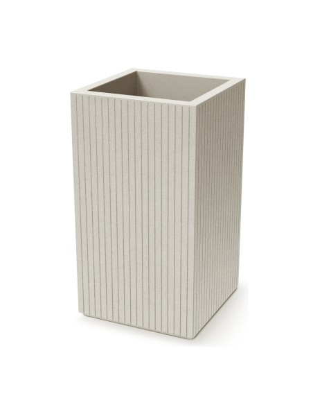 Pflanzkübel eckig 40 × 40 × 70 cm gerillt, 27 L – Sand | Töpferkönig