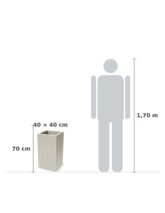 Pflanzkübel eckig 40 × 40 × 70 cm gerillt, 27 L – Sand | Töpferkönig 2