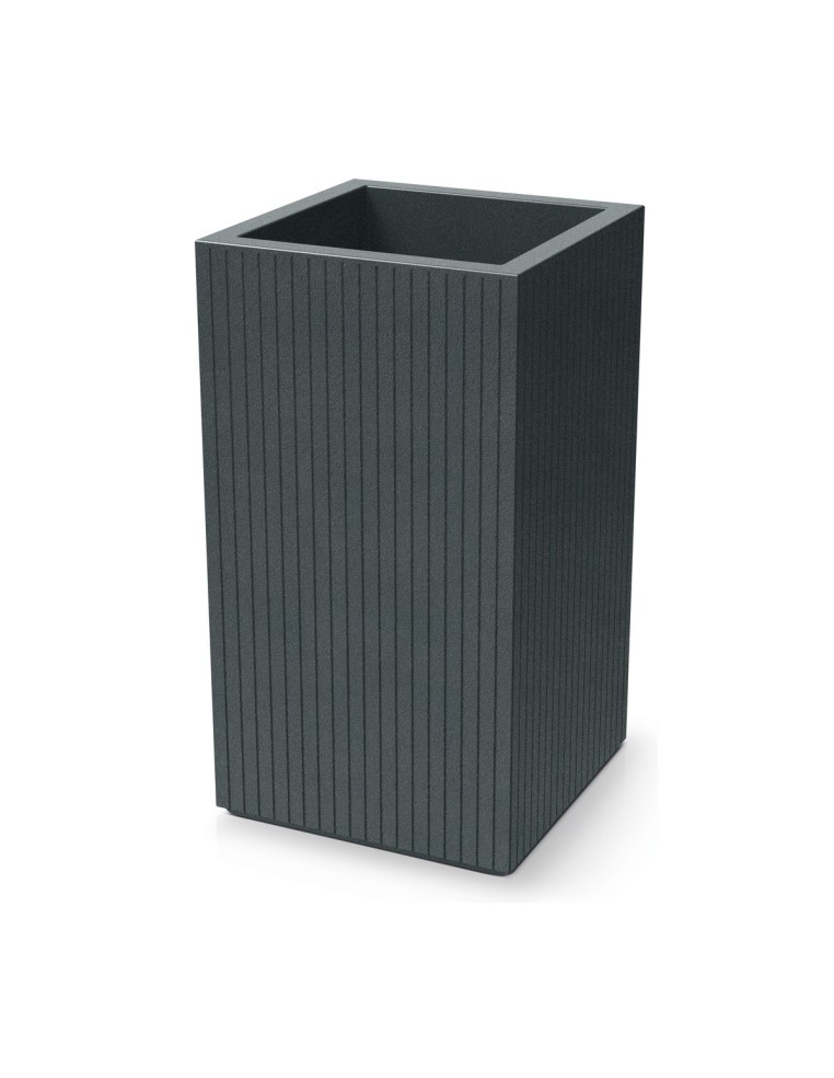 Pflanzkübel eckig 40 × 40 × 70 cm gerillt, 27 L – Graphit | Töpferkönig