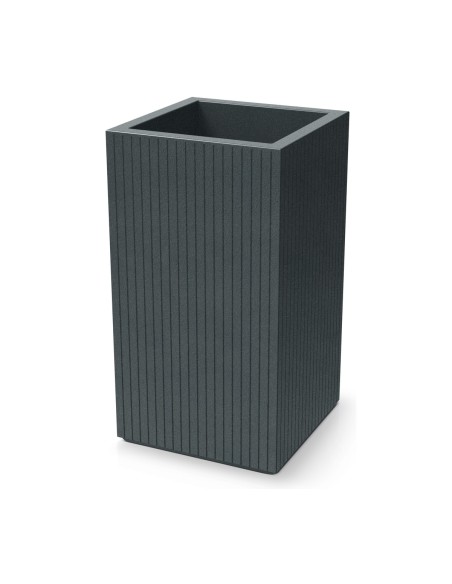 Pflanzkübel eckig 40 × 40 × 70 cm gerillt, 27 L – Graphit | Töpferkönig